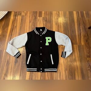 Jackets for Women Letter Patched Colorblock Striped Trim Drop Shoulder Varsity